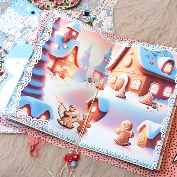 Christmas Gingerbread Junk Journal  Twin Baby Girl " Becca" - Picture 11 of 12